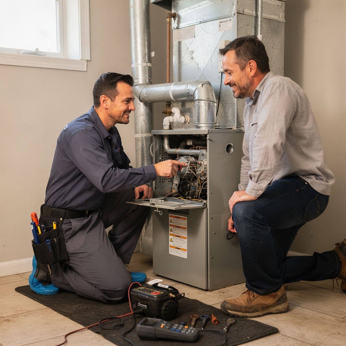 Heating repair service scene